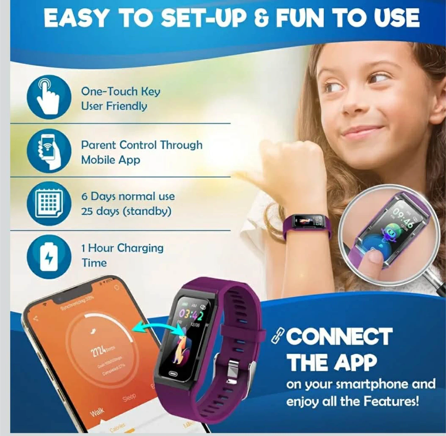 Inspiratek Kids Fitness Tracker Watch - Purple - photo 5