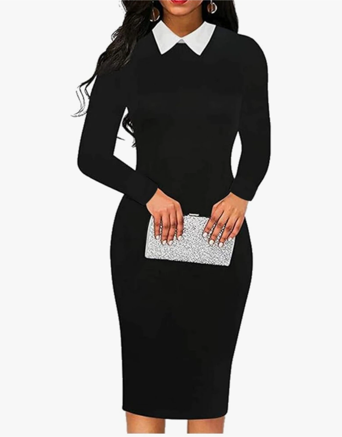 Aphratti Black Long Sleeve Collared Dress - Size L - photo 2