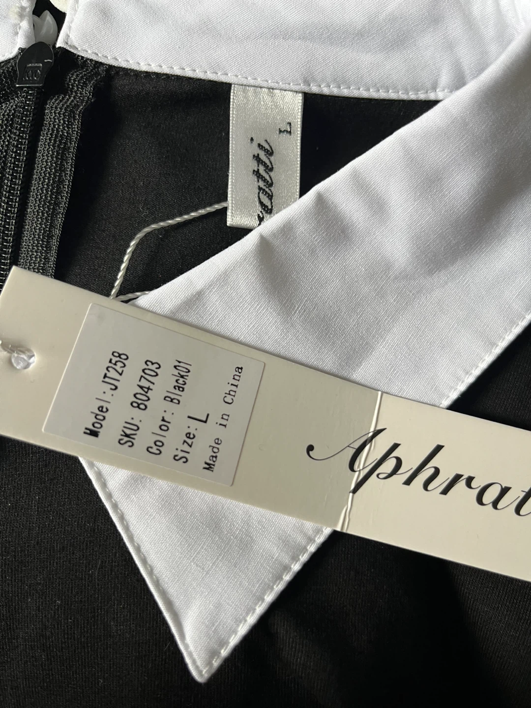Aphratti Black Long Sleeve Collared Dress - Size L - photo 4