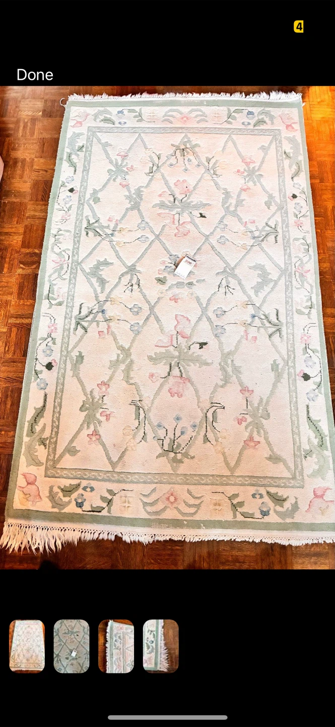 FREE Floral Lattice Area Rug with Fringe