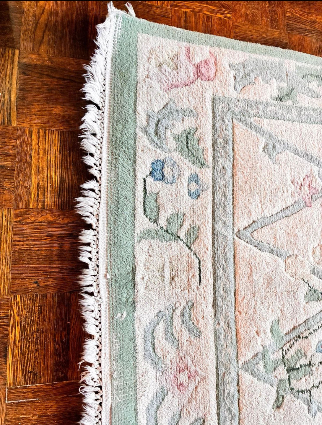 FREE Floral Lattice Area Rug with Fringe - photo 3