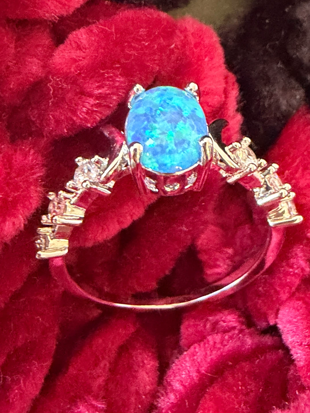Blue Opal & silver ring