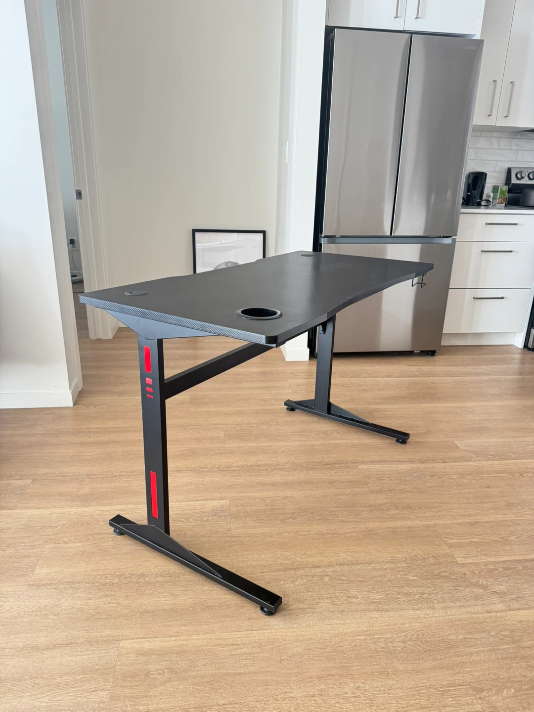 Black Gaming Desk with Cup Holder - photo 3