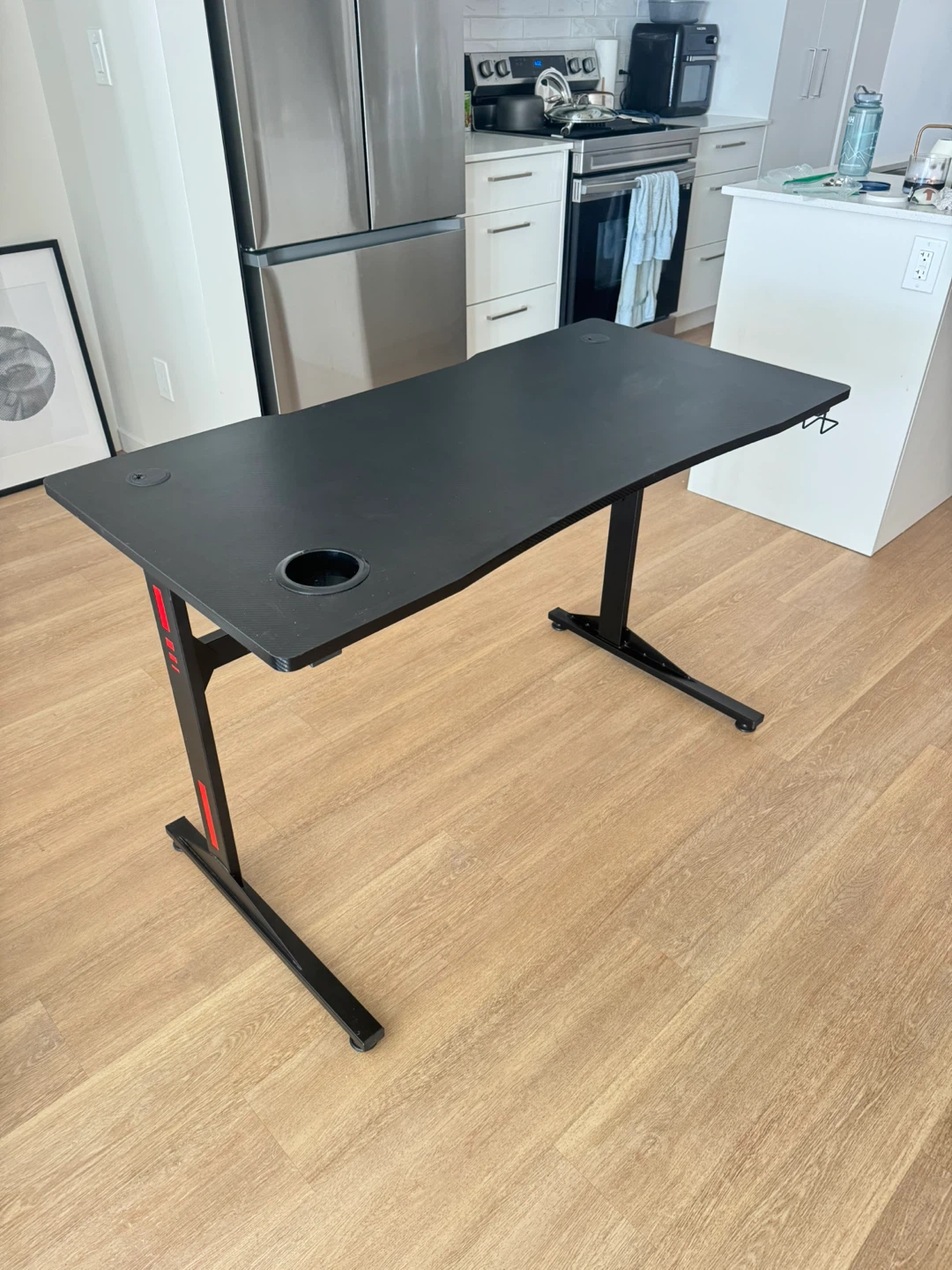 Black Gaming Desk with Cup Holder - photo 2