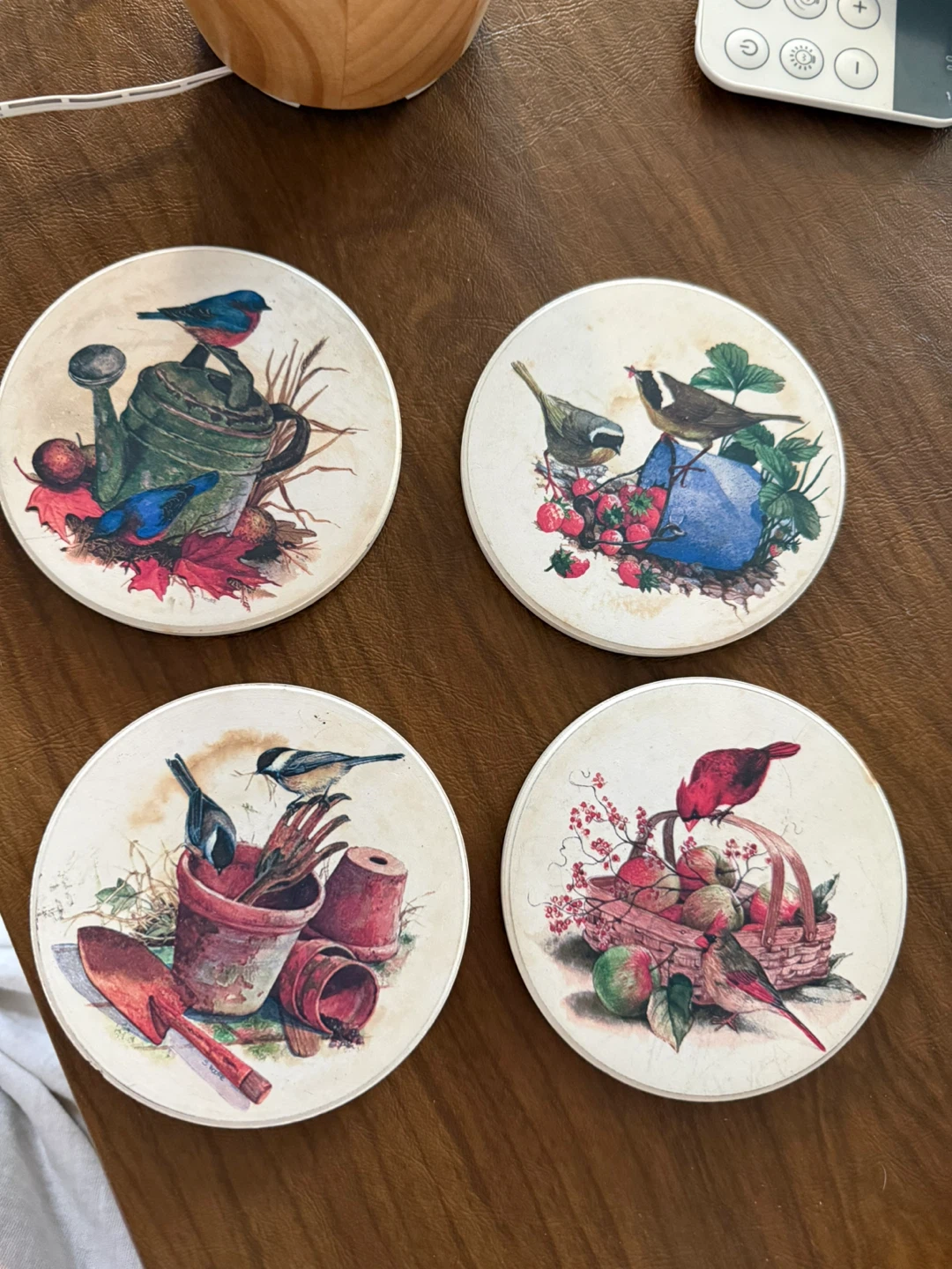 🧡Set of 4 Ceramic Bird & Garden Coasters