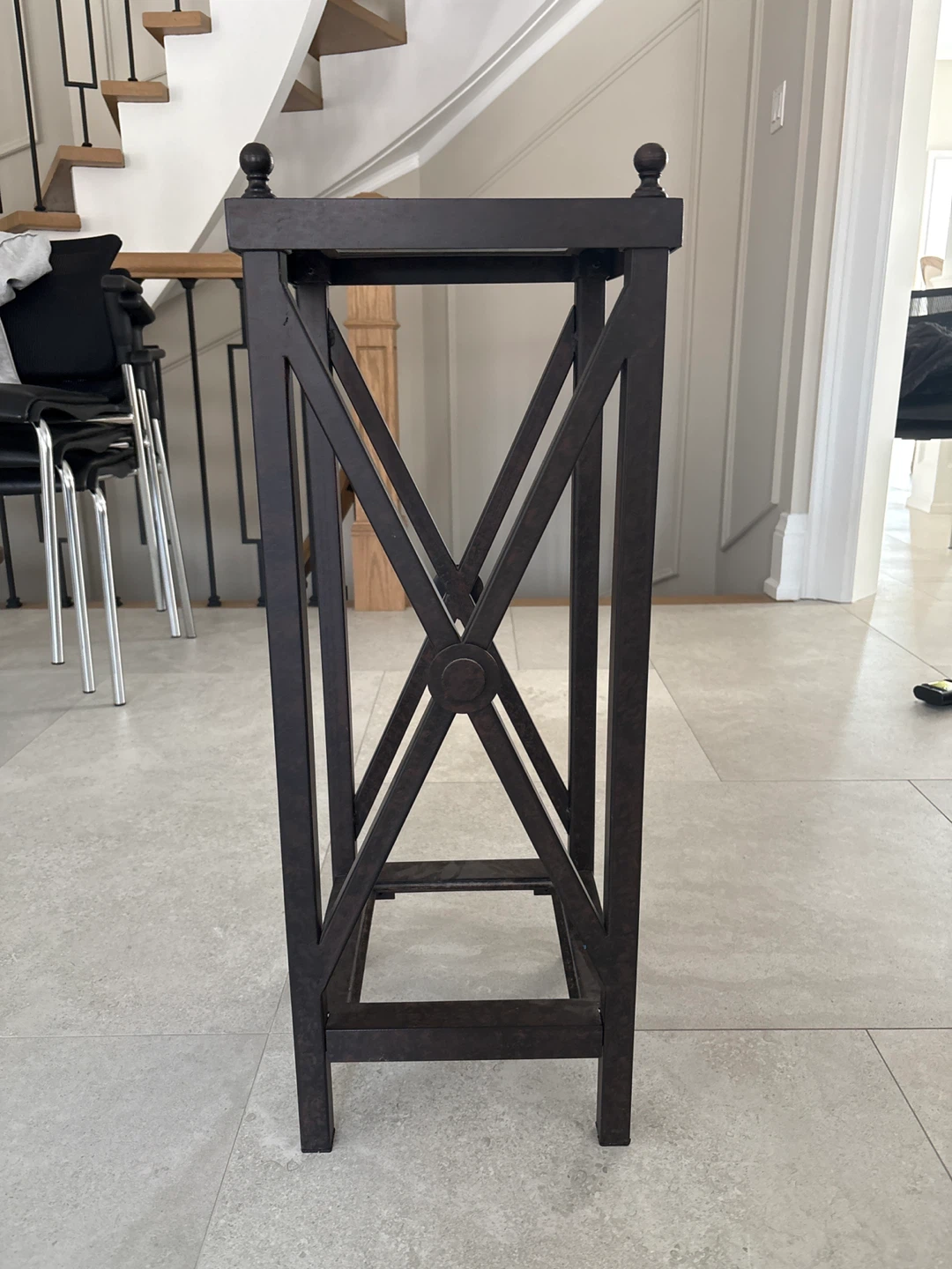 Dark Brown Metal and Glass Pedestal Stand - photo 2