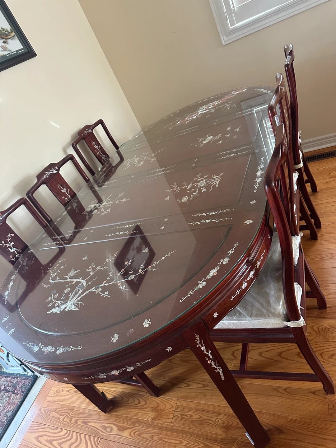Dining Table Set with 8 Chairs - Oriental Inlay Design