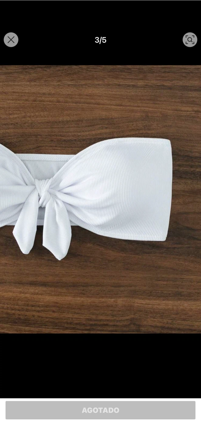 White Ribbed Knot Bandeau Top - photo 2