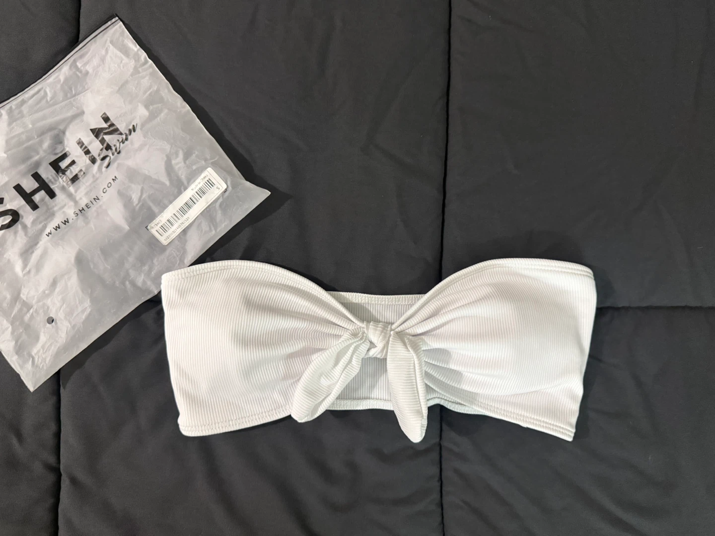 White Ribbed Knot Bandeau Top - photo 3