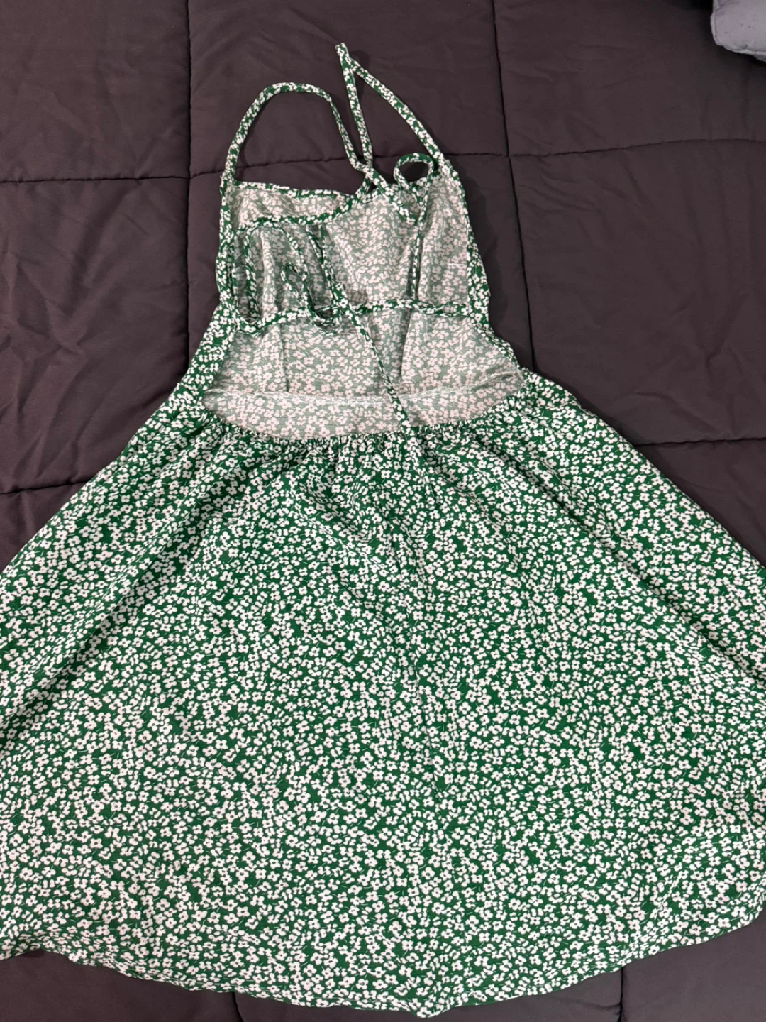 Green Floral Mini Dress with Strappy Back - photo 4