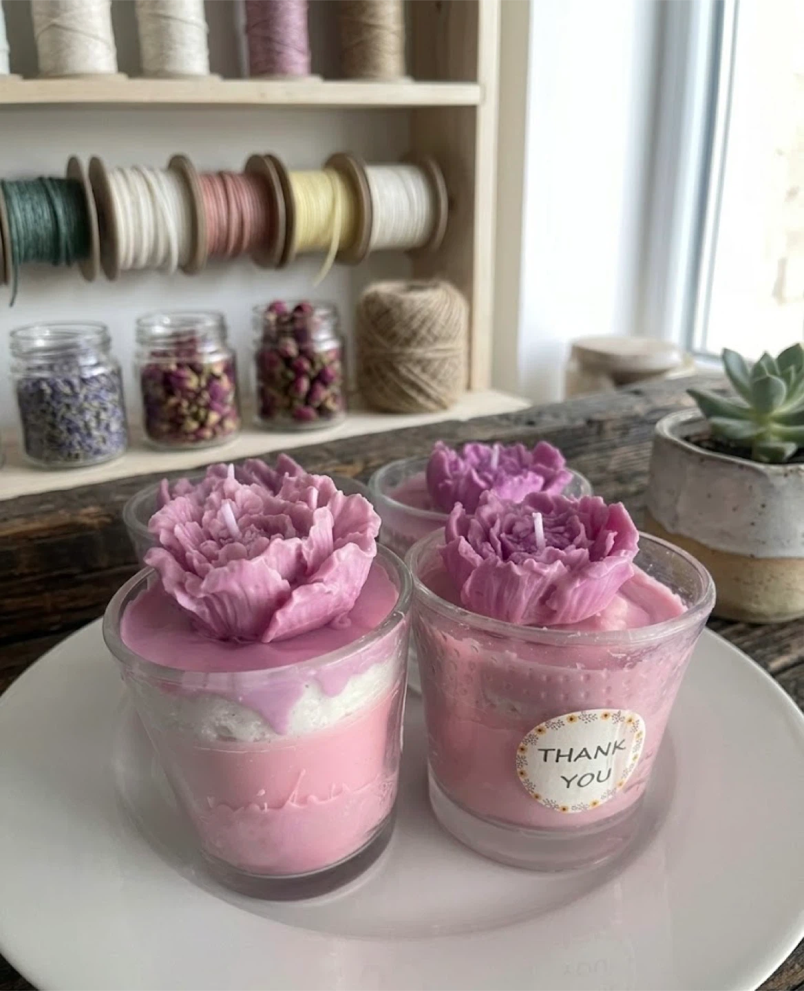 Purple Floral Scented Candles - Set of 4 - photo 2