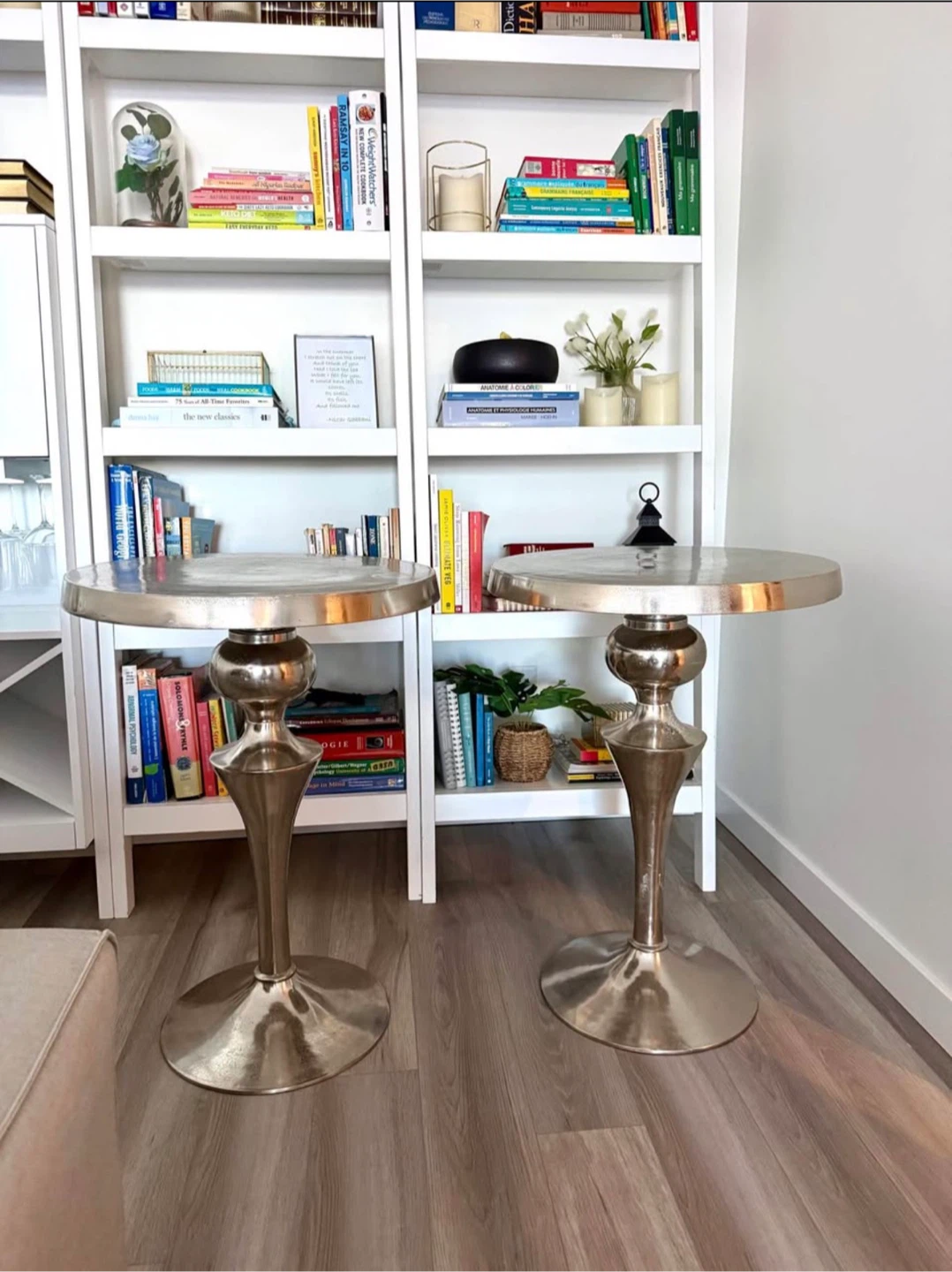 Pair of Modern Silver Accent Side Tables