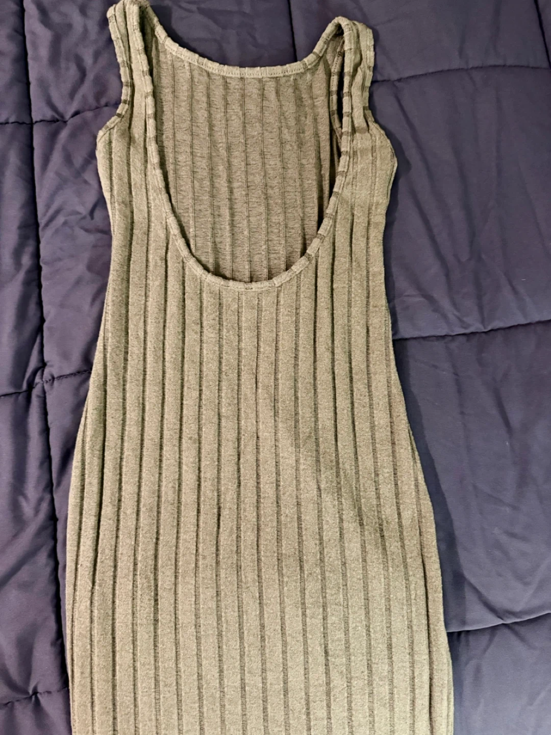SHEIN ESSNCE Ribbed Knit Sleeveless Midi Dress - Olive Green - photo 3