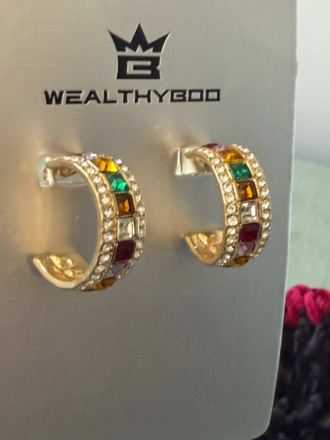 WEALTHYBOO Hoop Earrings with Colourful Gems - photo 2