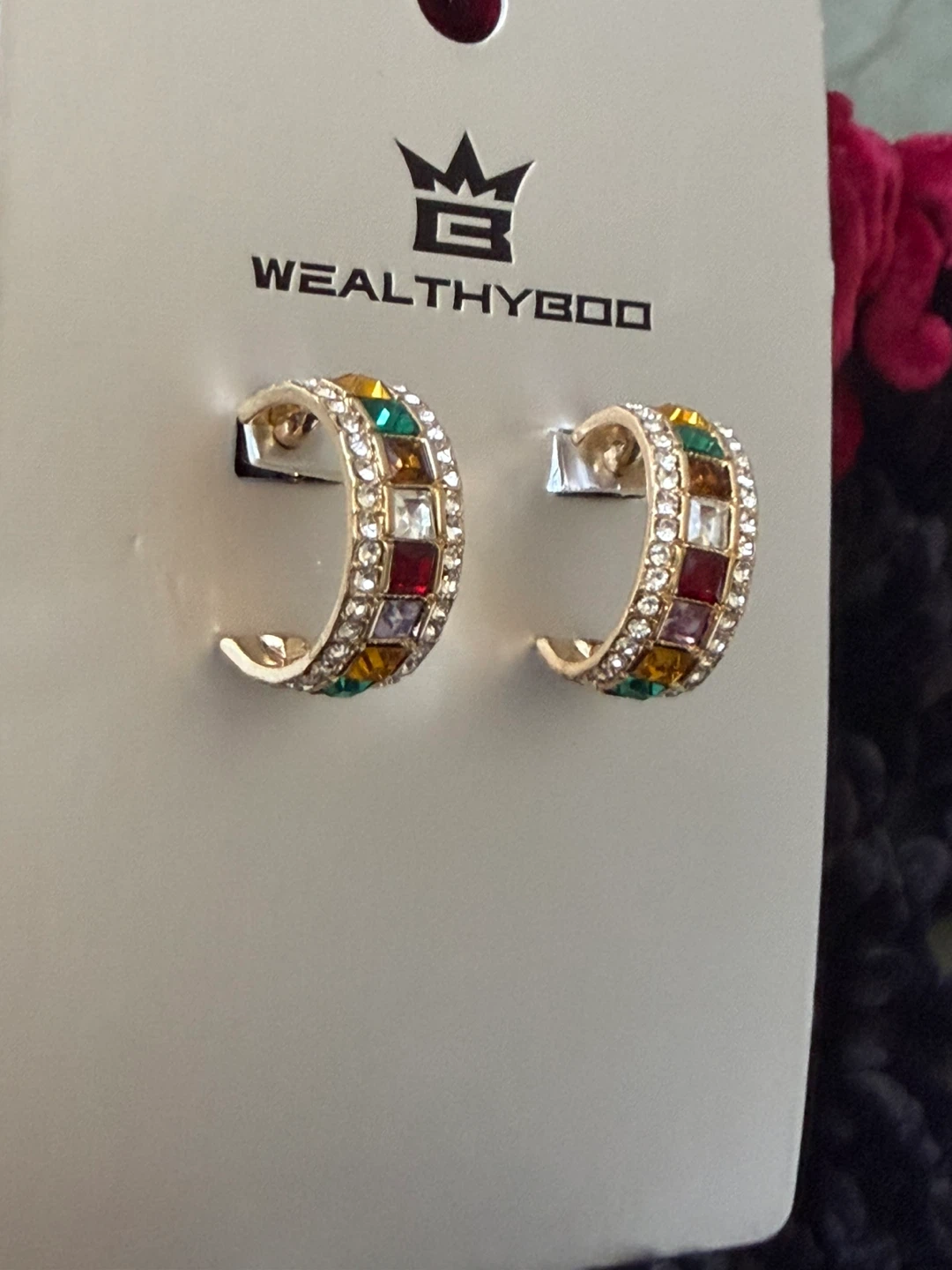 WEALTHYBOO Hoop Earrings with Colourful Gems - photo 3