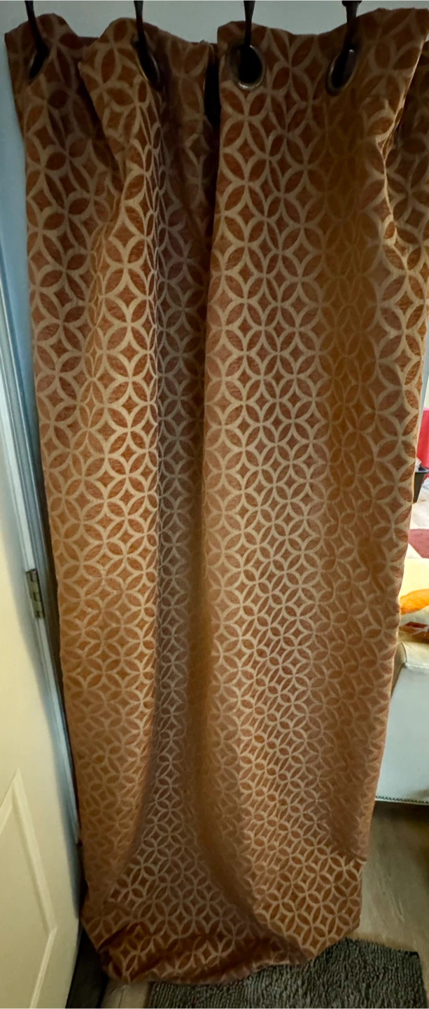 Burnt  Orange Geometric pattern curtains( total of six )