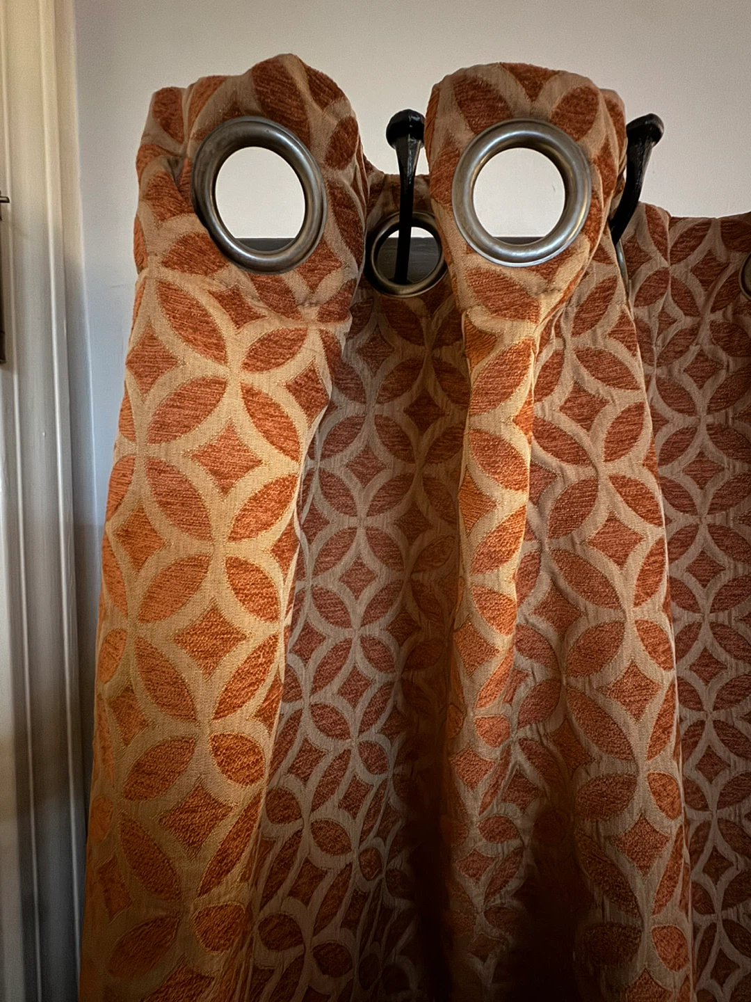 Burnt  Orange Geometric pattern curtains( total of six ) - photo 2