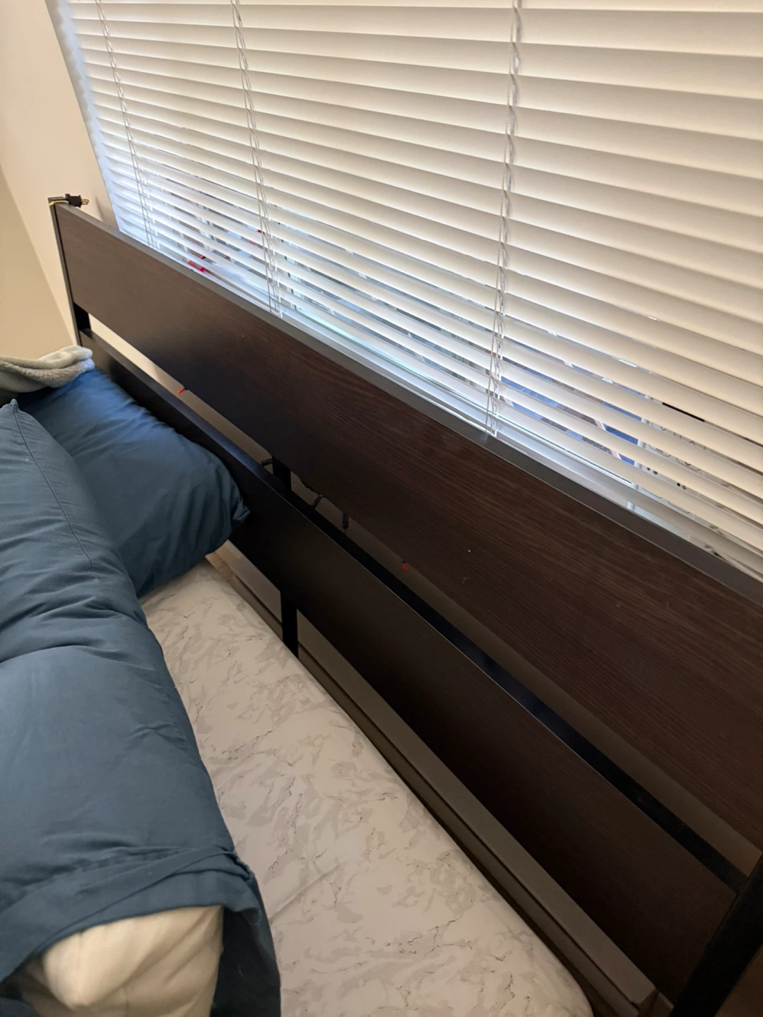 Dark Wood Bed Frame and mattress - photo 2