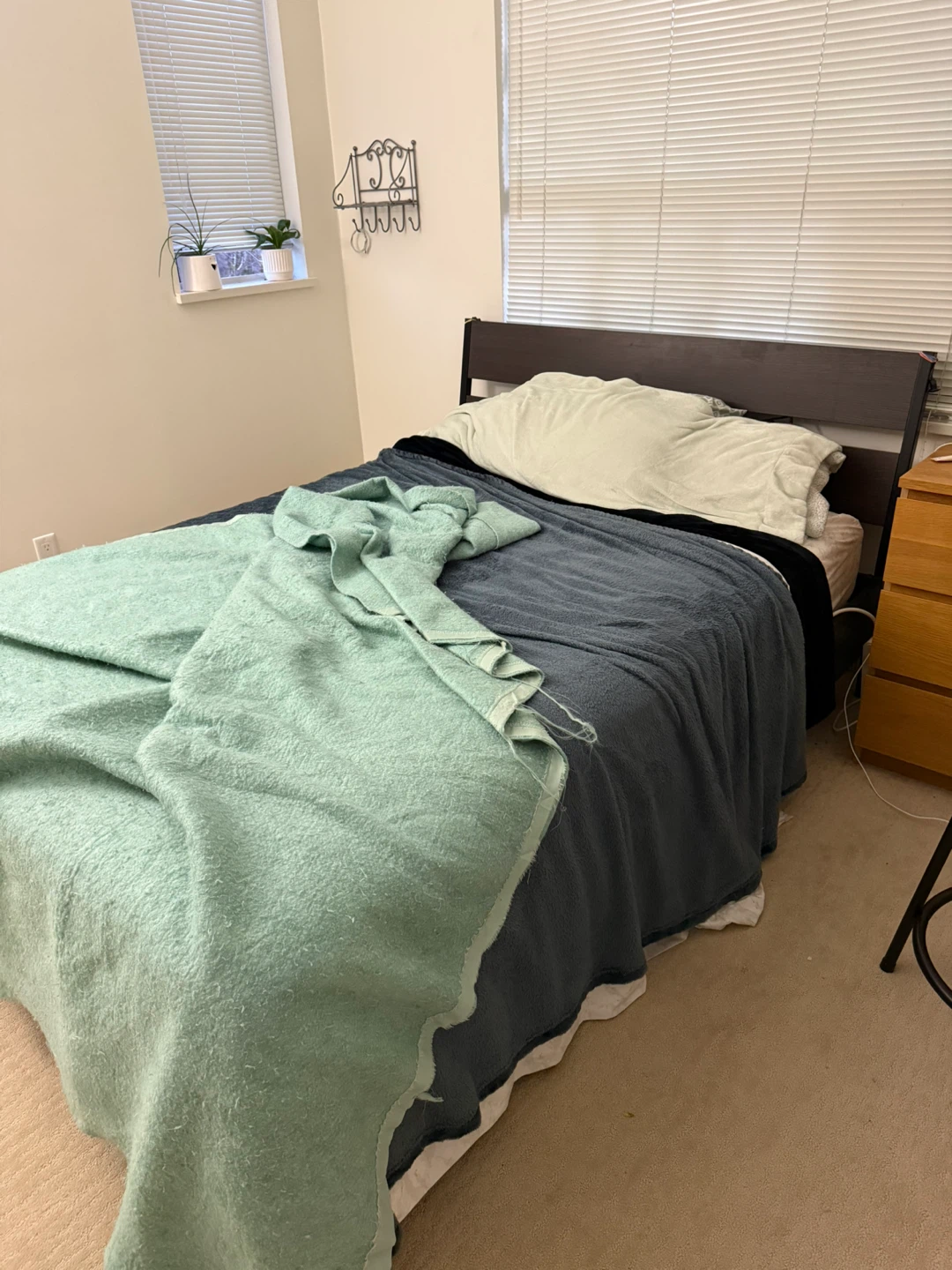 Dark Wood Bed Frame and mattress