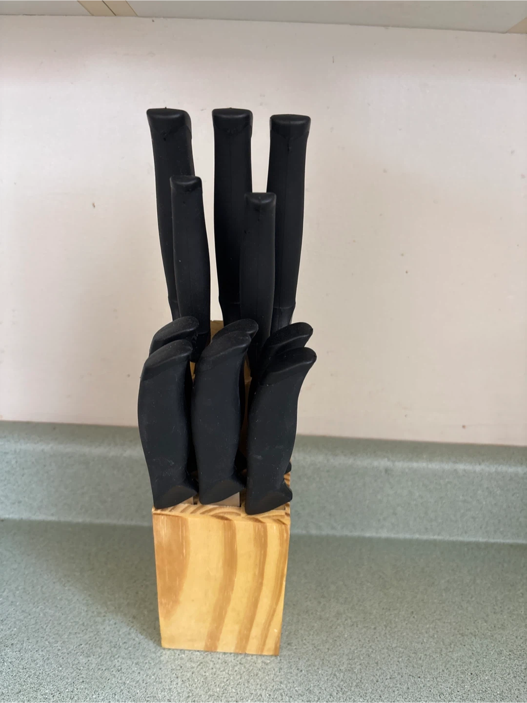 Knife Block Set with Black Handle Knives