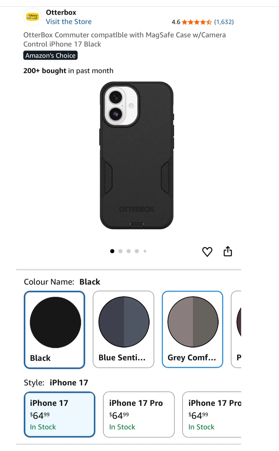 OtterBox Commuter Series Case for iPhone 17 - Black
