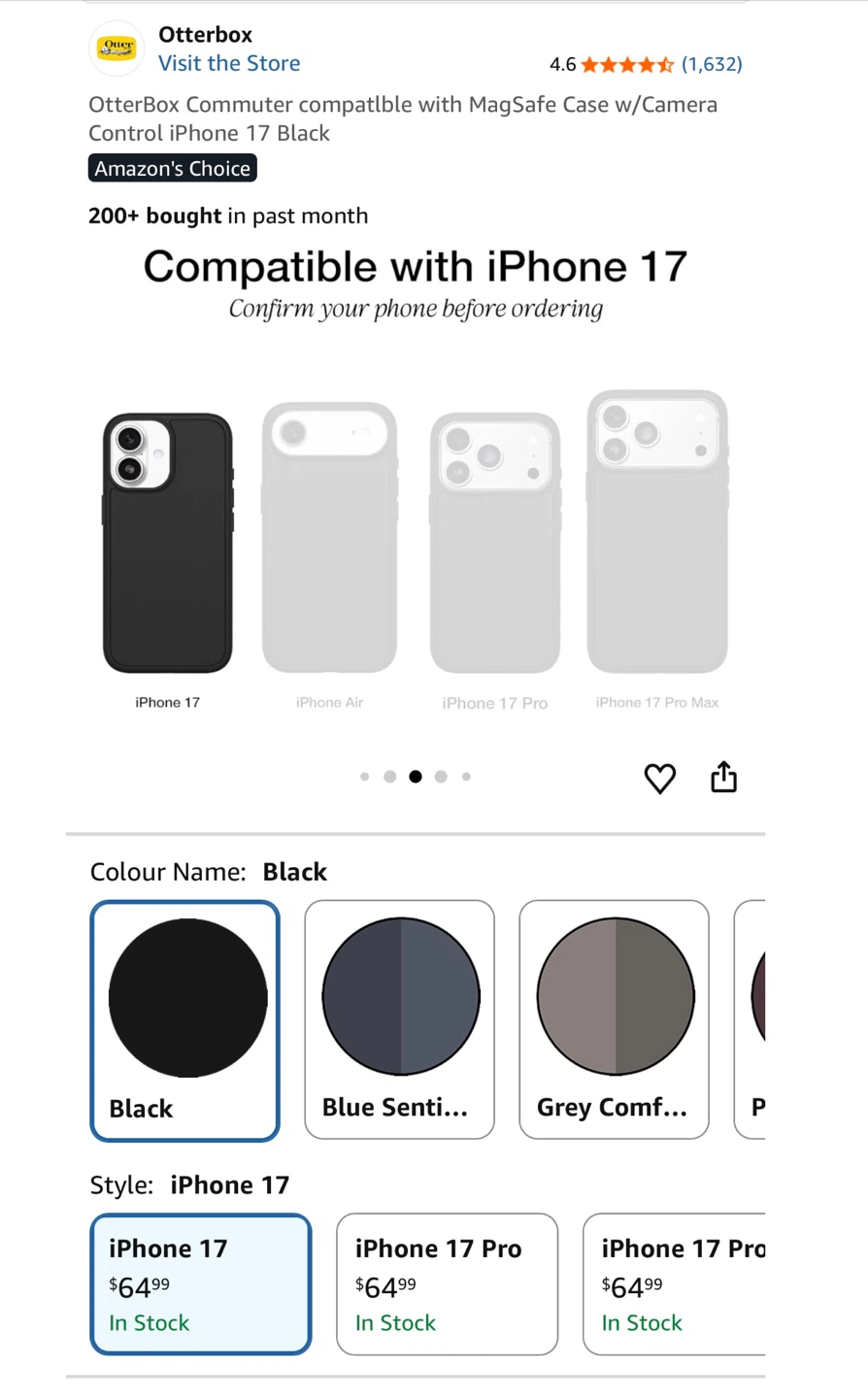 OtterBox Commuter Series Case for iPhone 17 - Black - photo 2