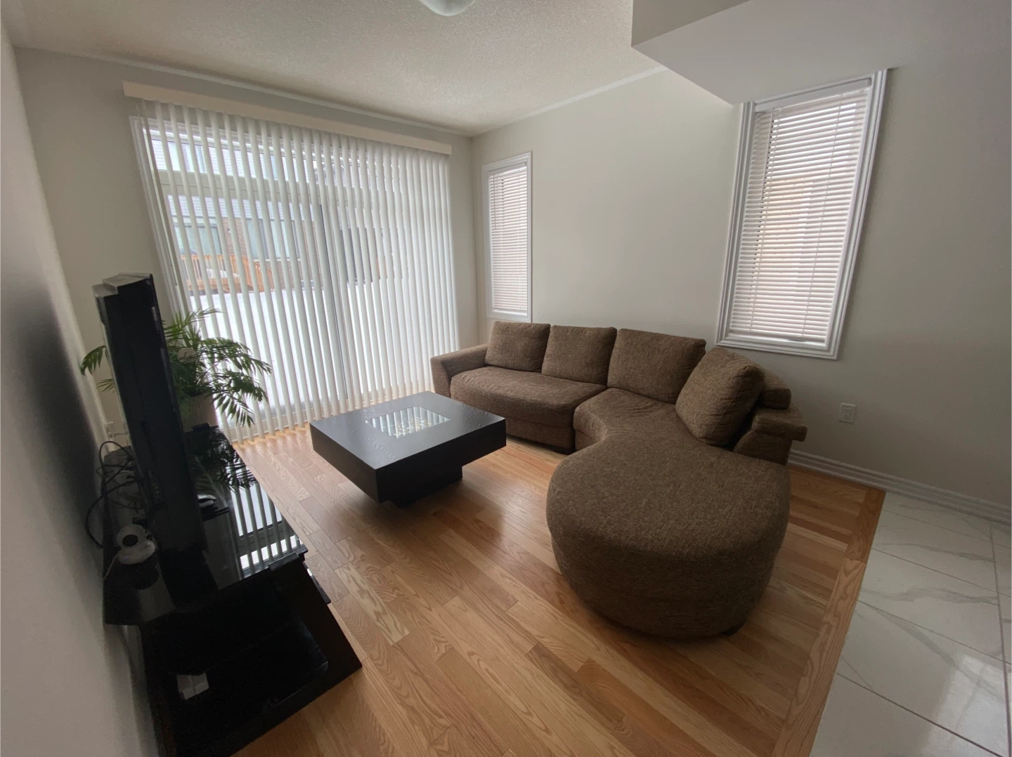Curved Sectional Sofa - Brown Fabric