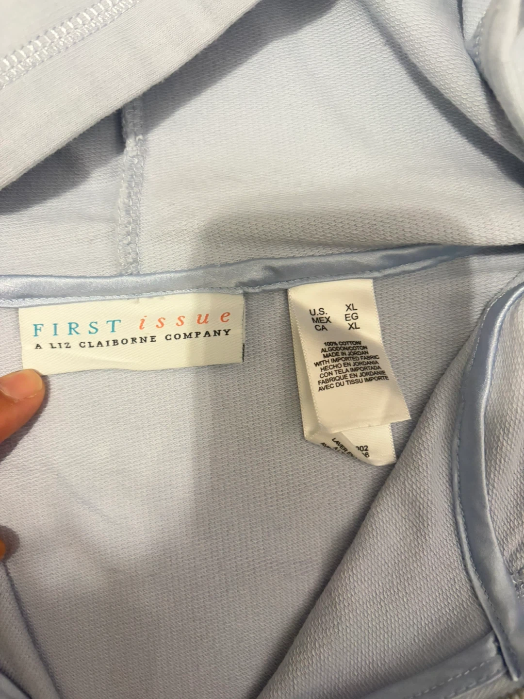 First Issue by Liz Claiborne Light Blue Zip-Up Hoodie XL - photo 3