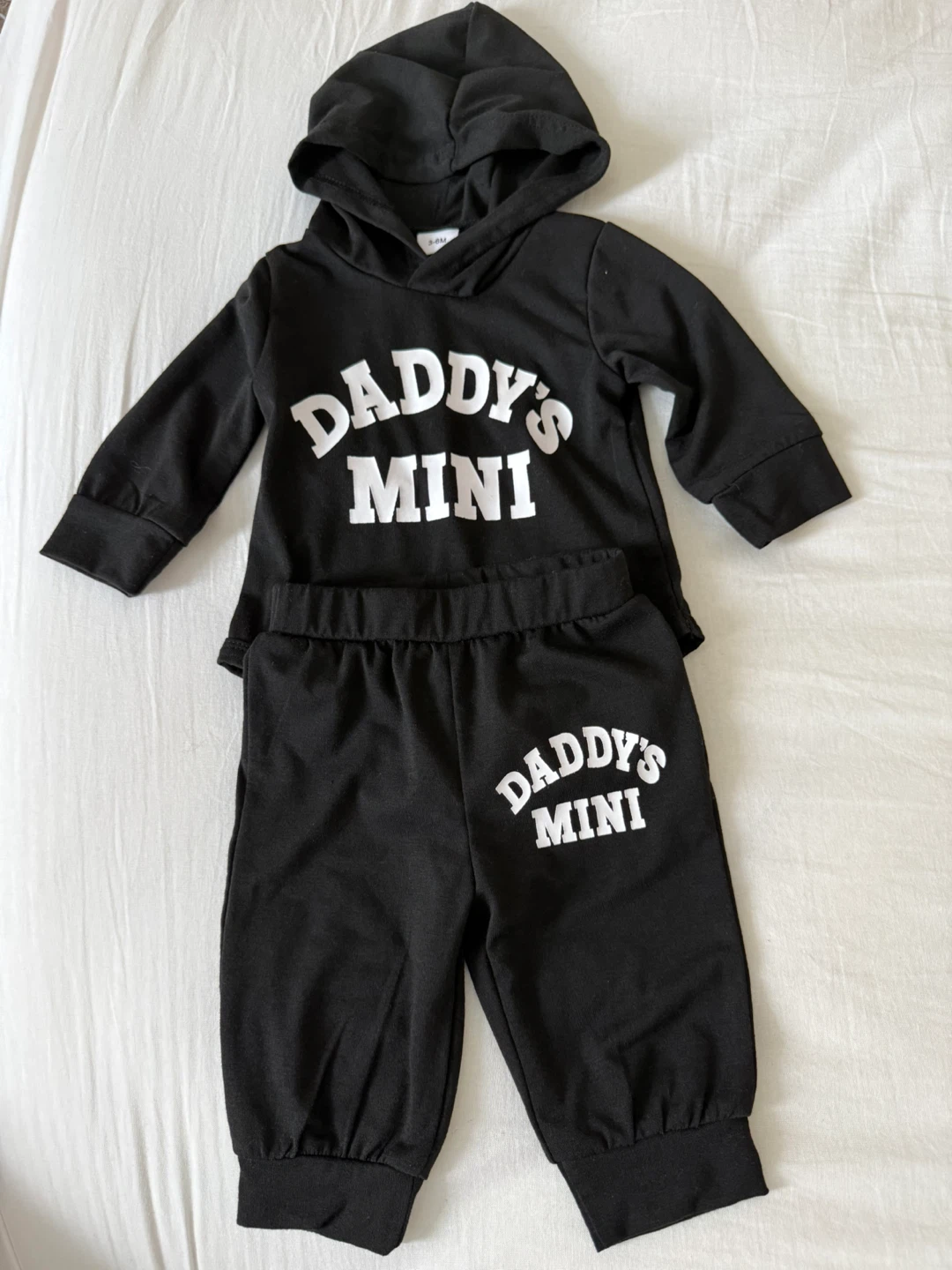 Baby "Daddy's Mini" Hoodie and Pants Set - Black