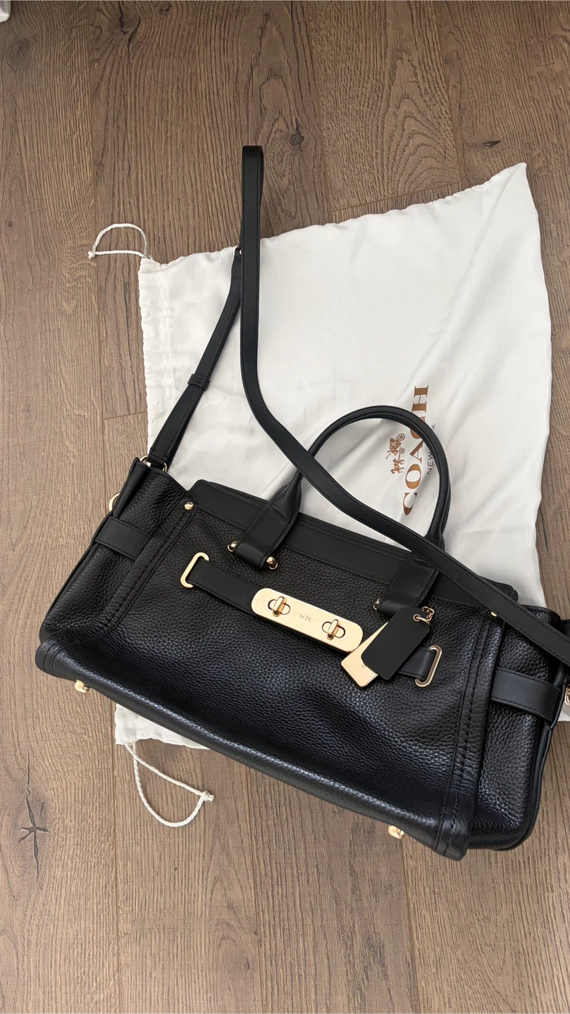 Coach Black Leather Tote Bag with Shoulder Strap - photo 3