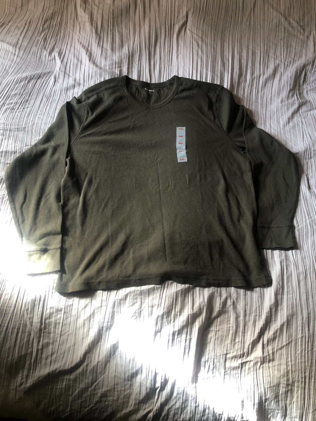 Old Navy Men's XXL Green Waffle Knit Long Sleeve Shirt