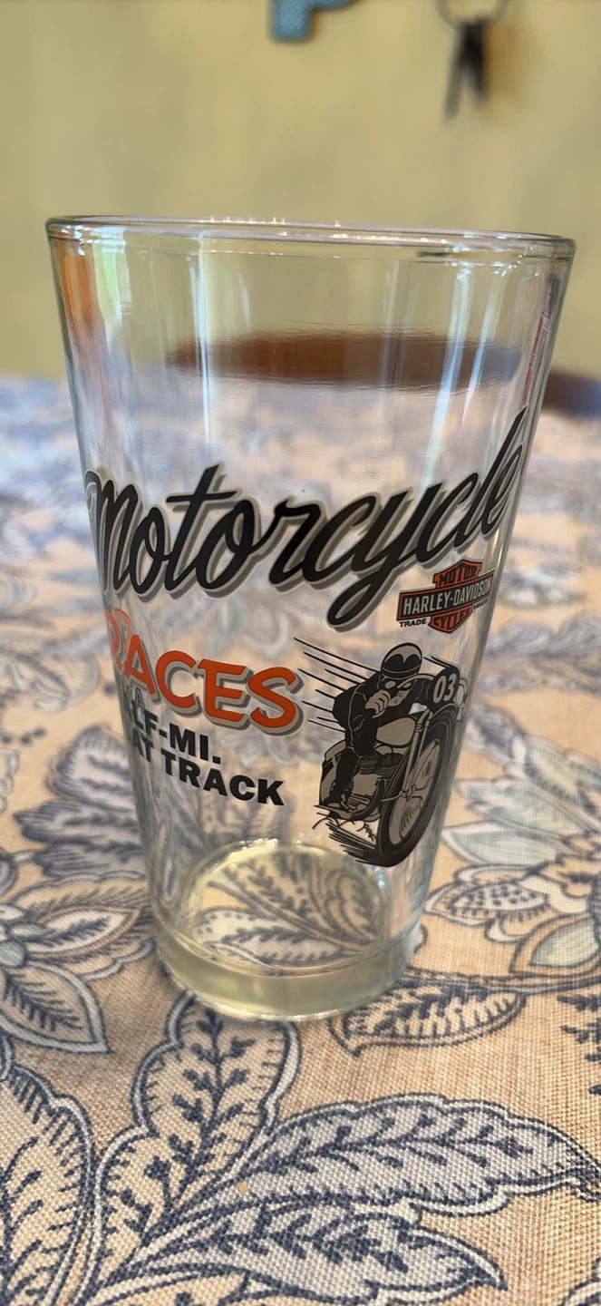 Rare Harley-Davidson Motorcycle Races Glass Set - photo 2