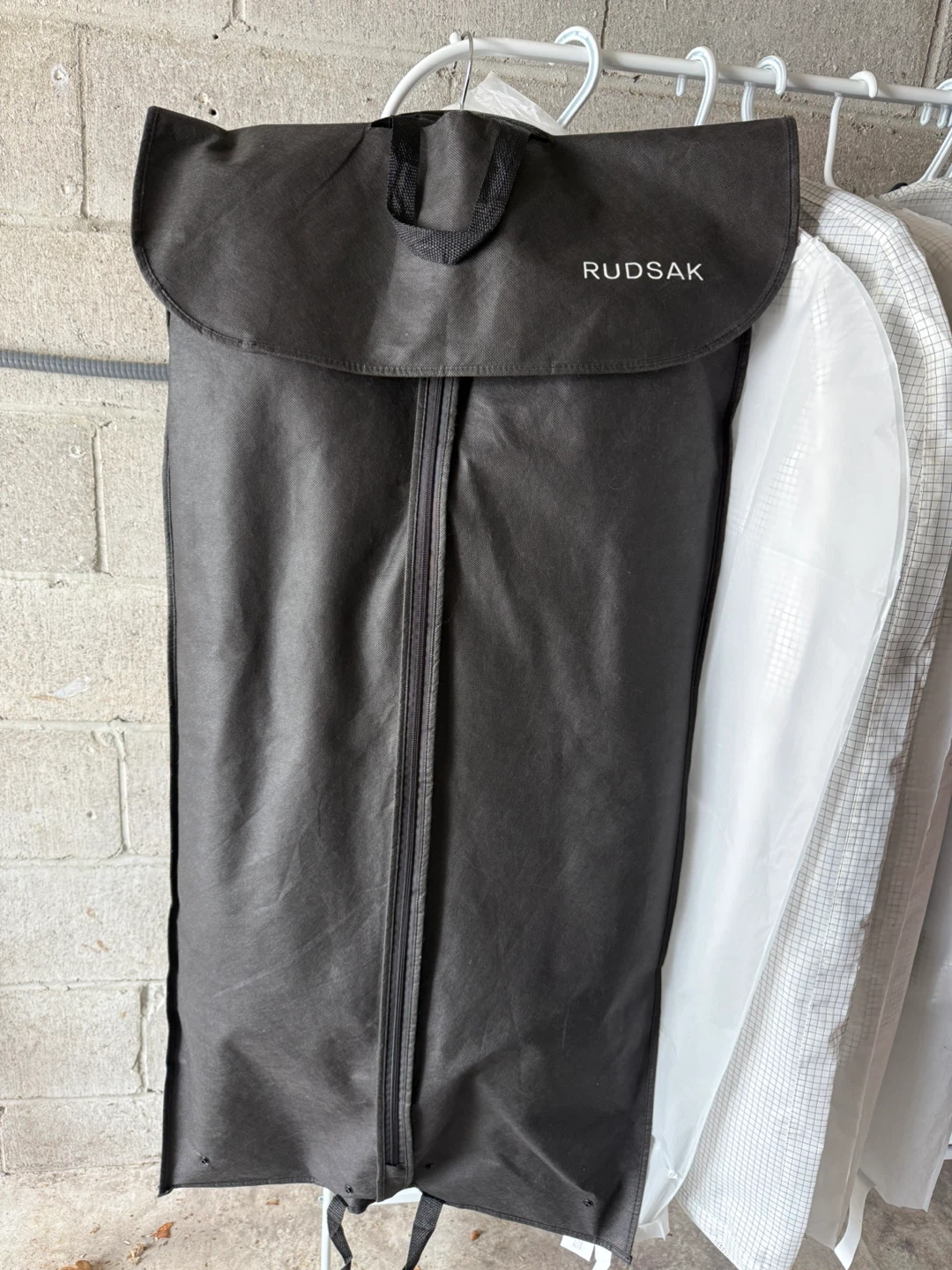 RUDSAK Black Leather & Nylon Down Parka with Fur Hood