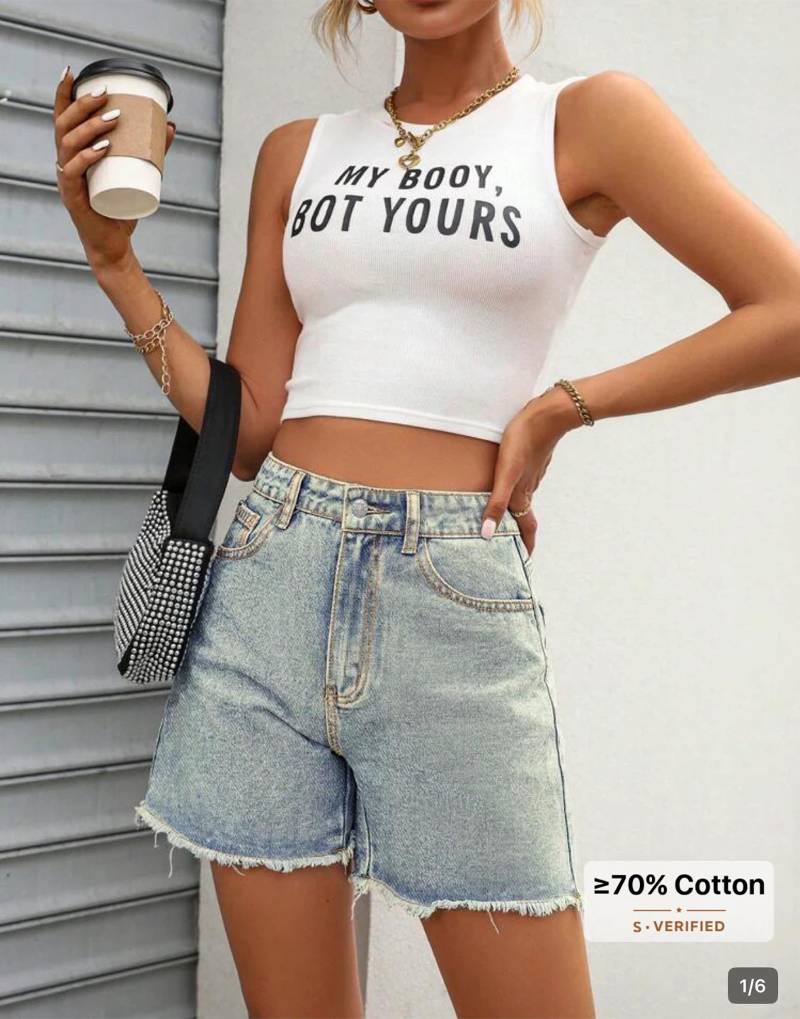Women's Denim Shorts Acid Wash Frayed Hem