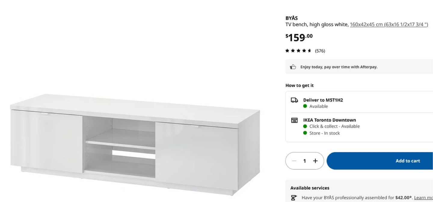 IKEA BYAS tv bench - frame only