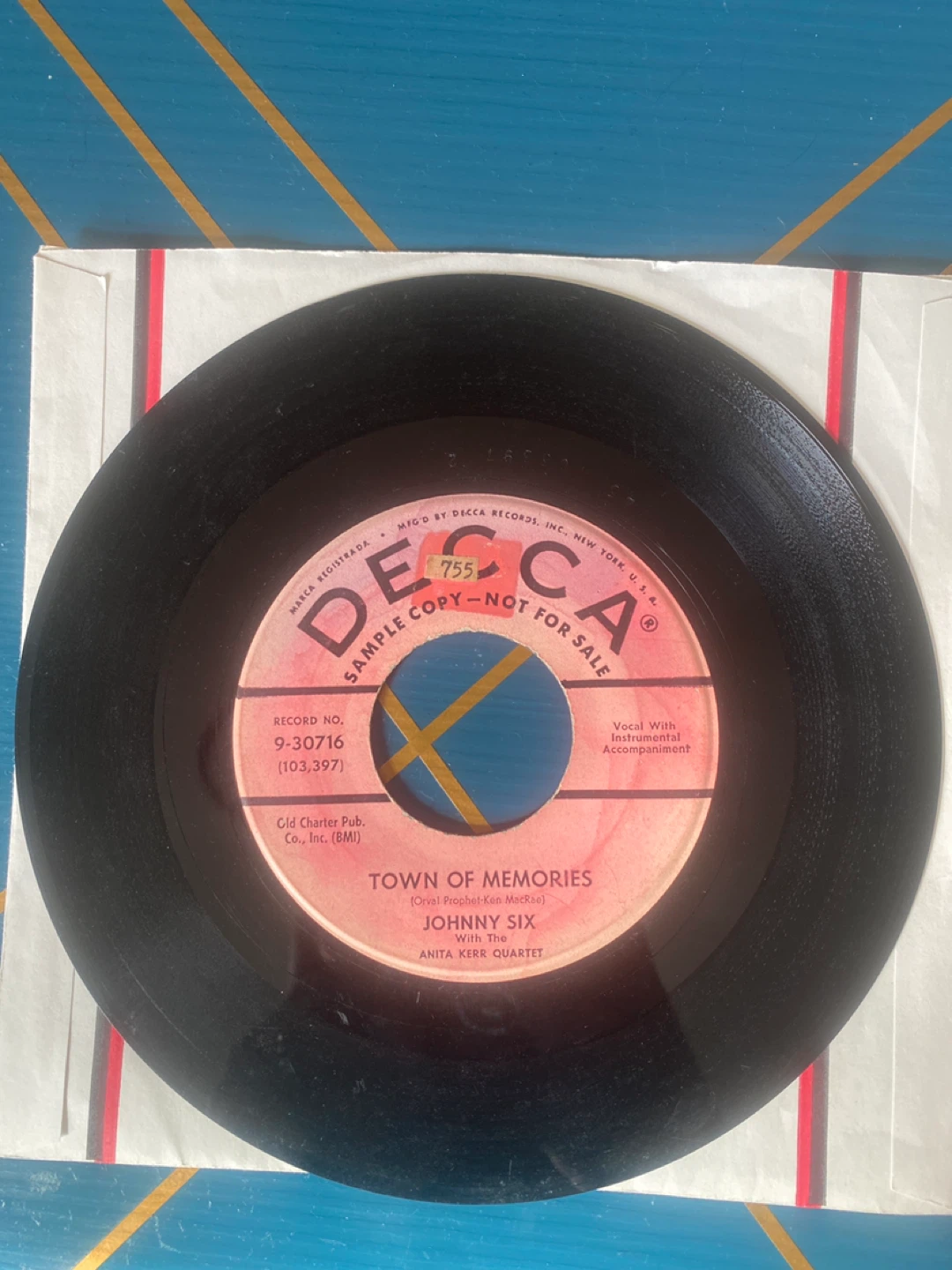 Johnny Six - Town of Memories / Half a Heart rare 7” record - photo 2