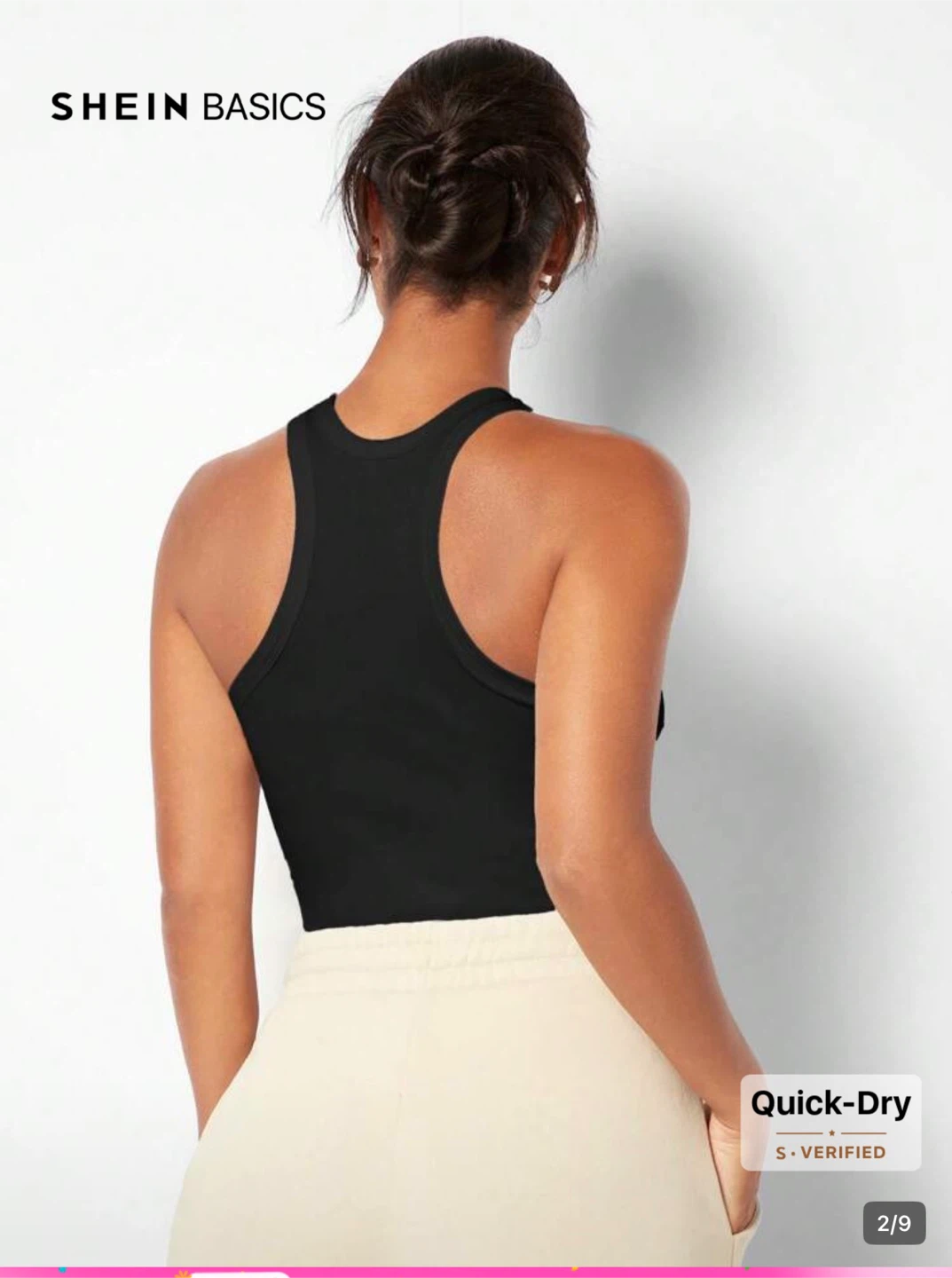 SHEIN BASICS Black Racerback Tank Top - Size S - photo 2