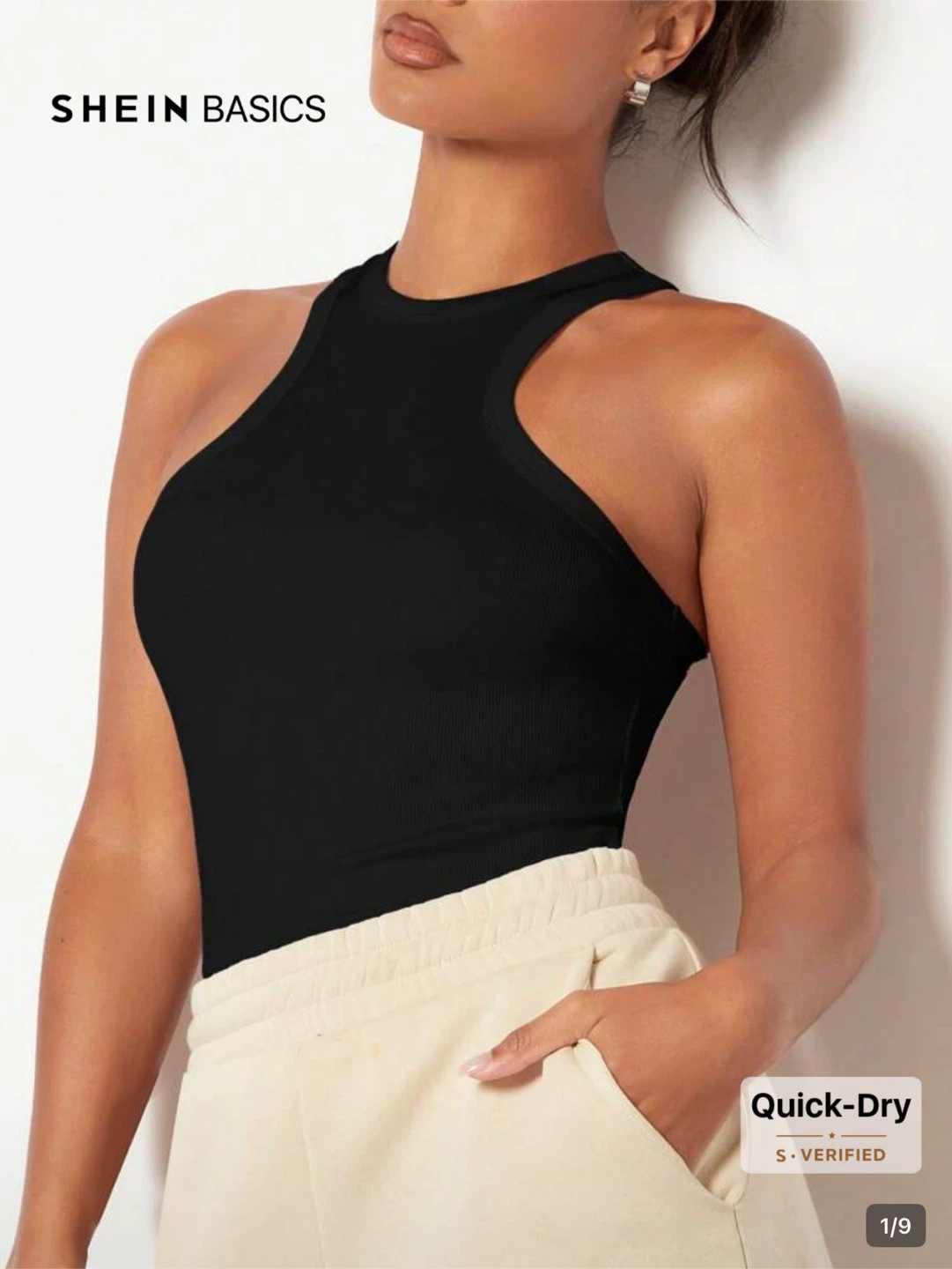 SHEIN BASICS Black Racerback Tank Top - Size S