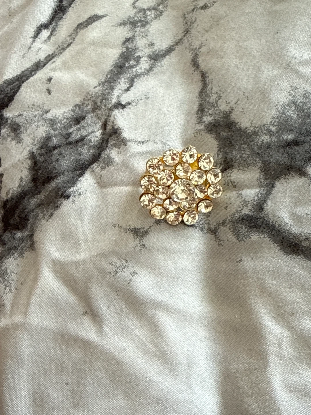 Gold-tone Flower Brooch with Rhinestones - photo 2
