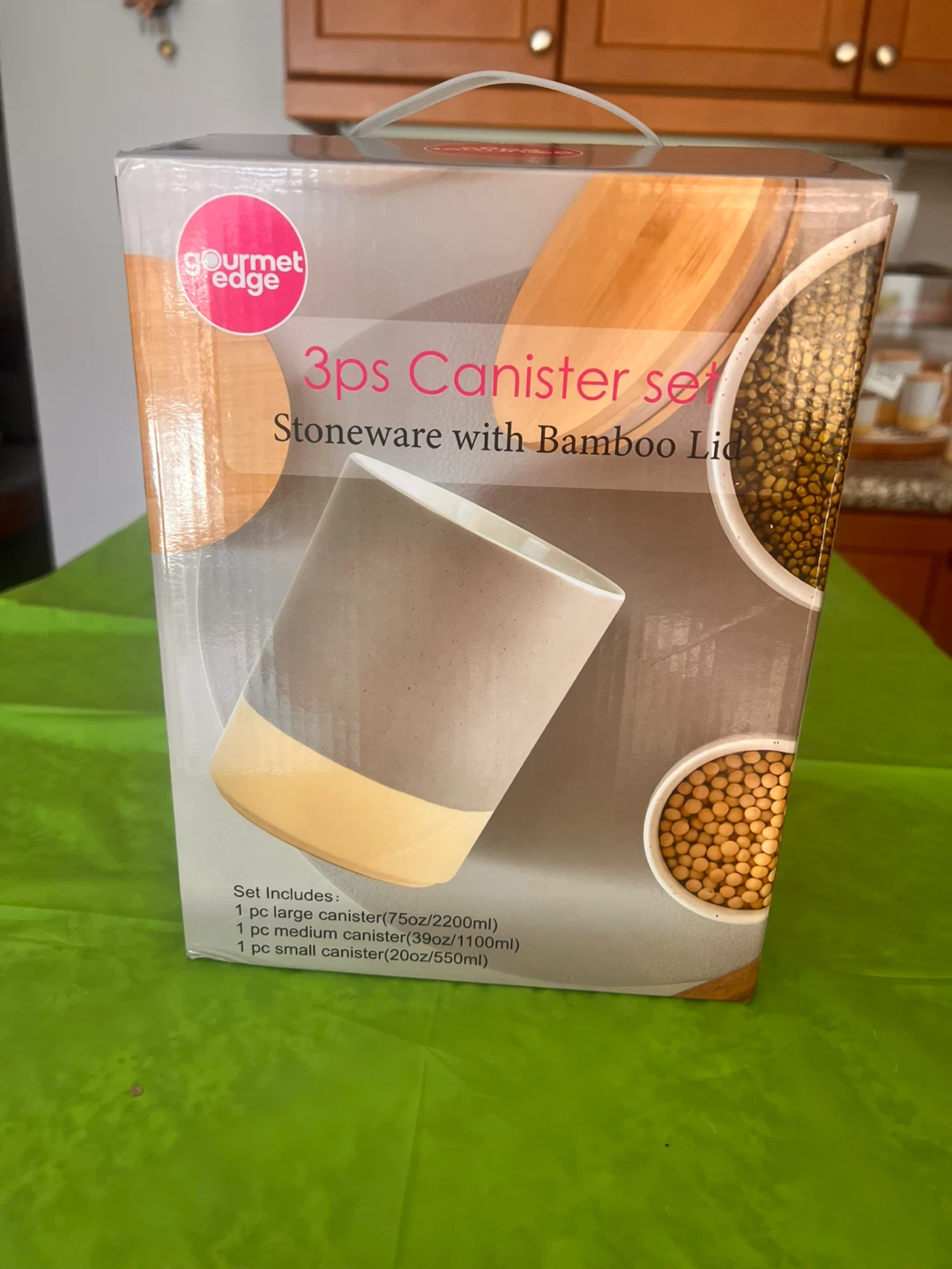 Brand New White 3-Piece Stoneware Set with Bamboo Lid - photo 2
