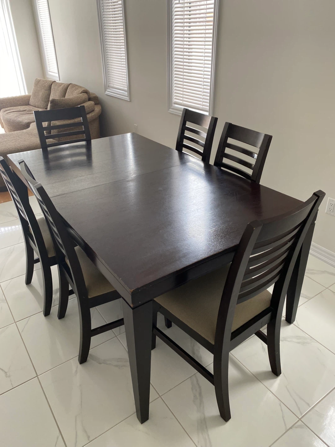 Dark Wood Dining Table and 6 Chairs