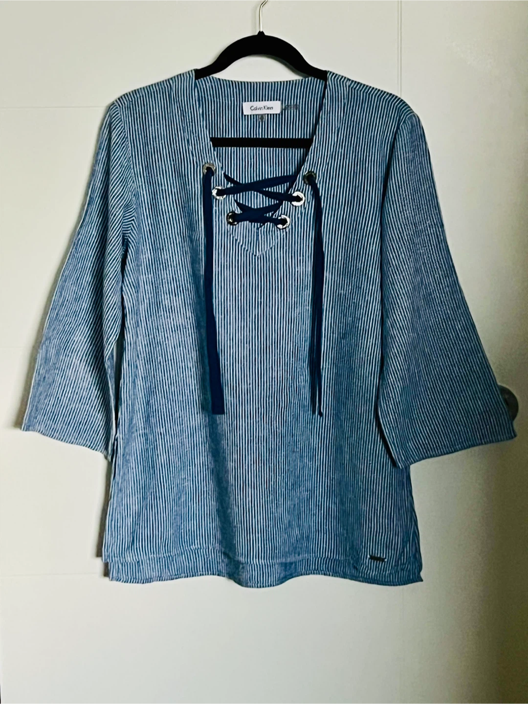 CALVIN KLEEIN LADIES BLUE STRIPED SHIRT - photo 2