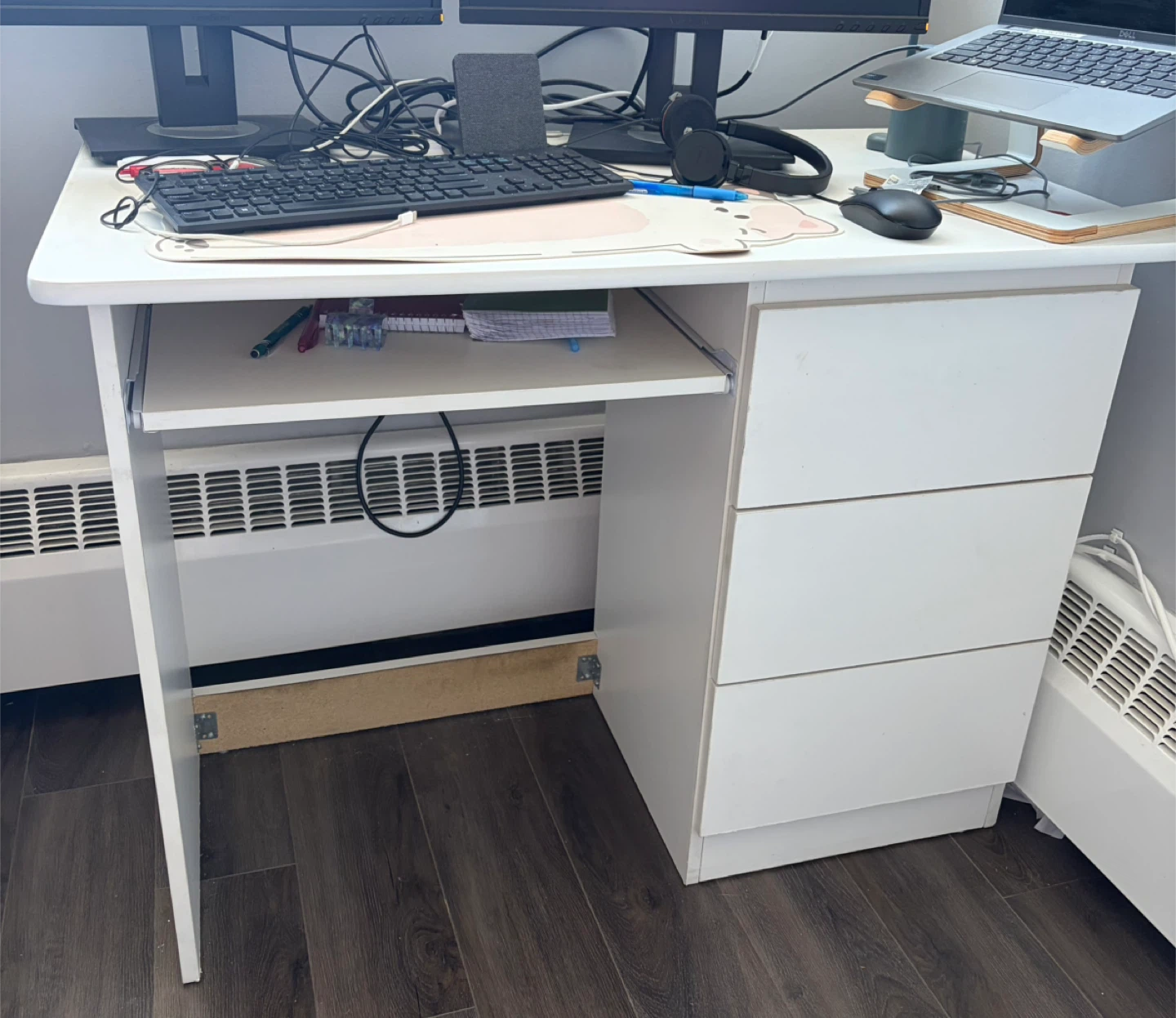 White 3-Drawer Desk