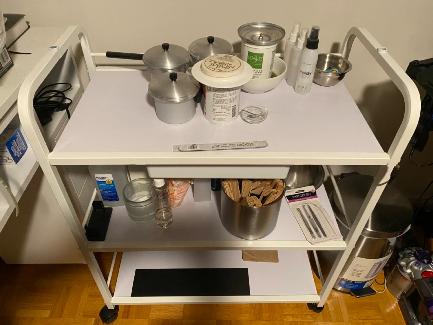 Satin Smooth Small 3-Shelf Trolley with Drawer. - photo 3