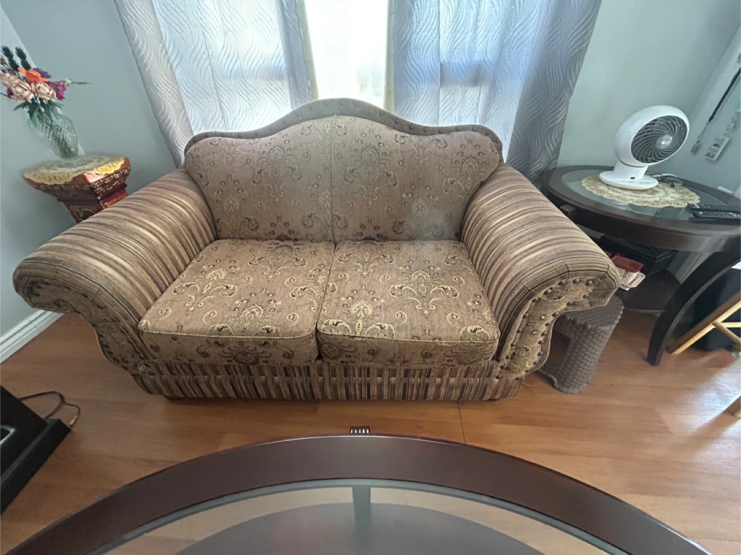 Brown Floral Living Room Sofa Set - photo 3