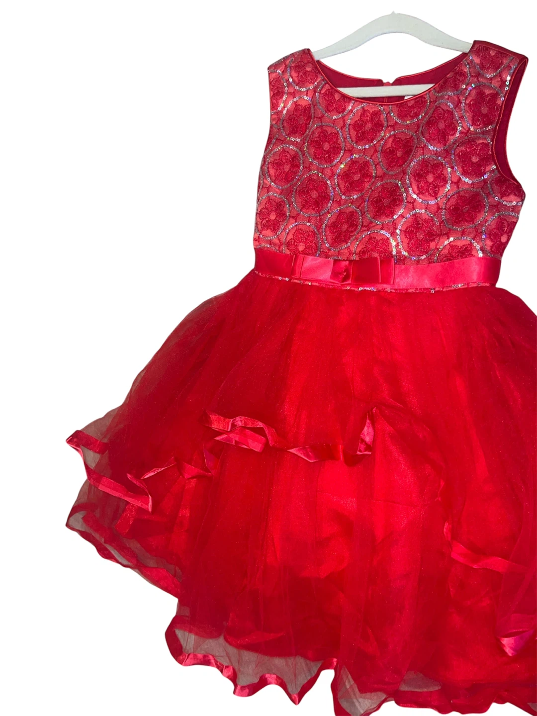 Red Tulle Flower Girl Dress with Sequins - photo 4