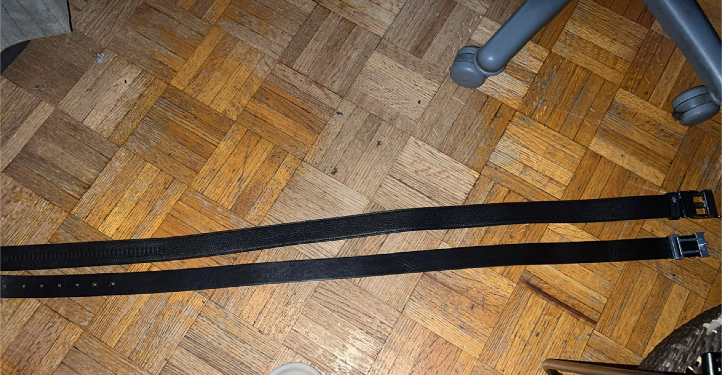 Black Leather and Patterned Belts (Set of 2) - photo 4