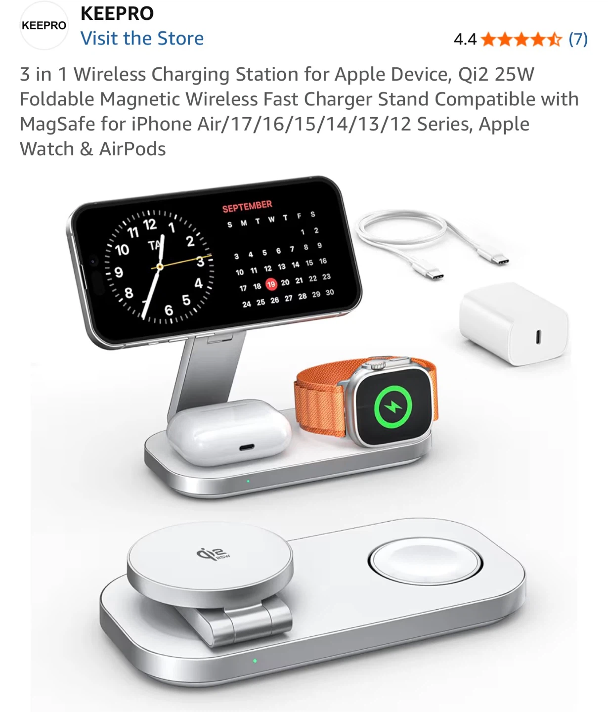 Keepro 3-in-1 Wireless Charging Station for Apple Devices