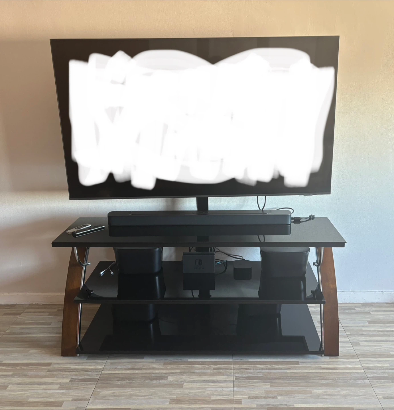 Black Glass TV Stand with Mount - photo 3