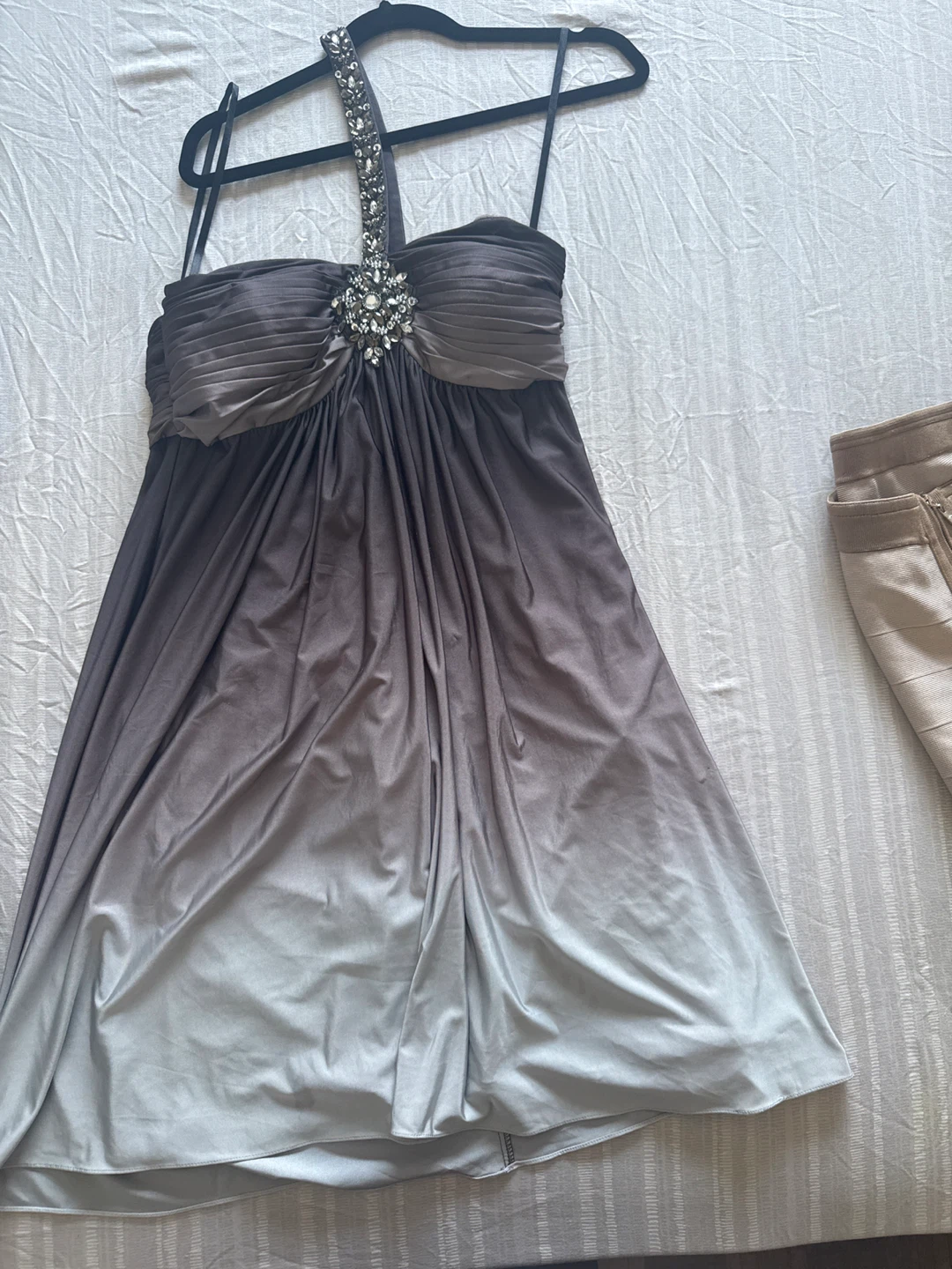 Xscape by Joanna Chen Grey Ombre Embellished Dress - Size 12